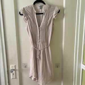 H&M Tan Flutter Sleeve V-Neck Mini Dress